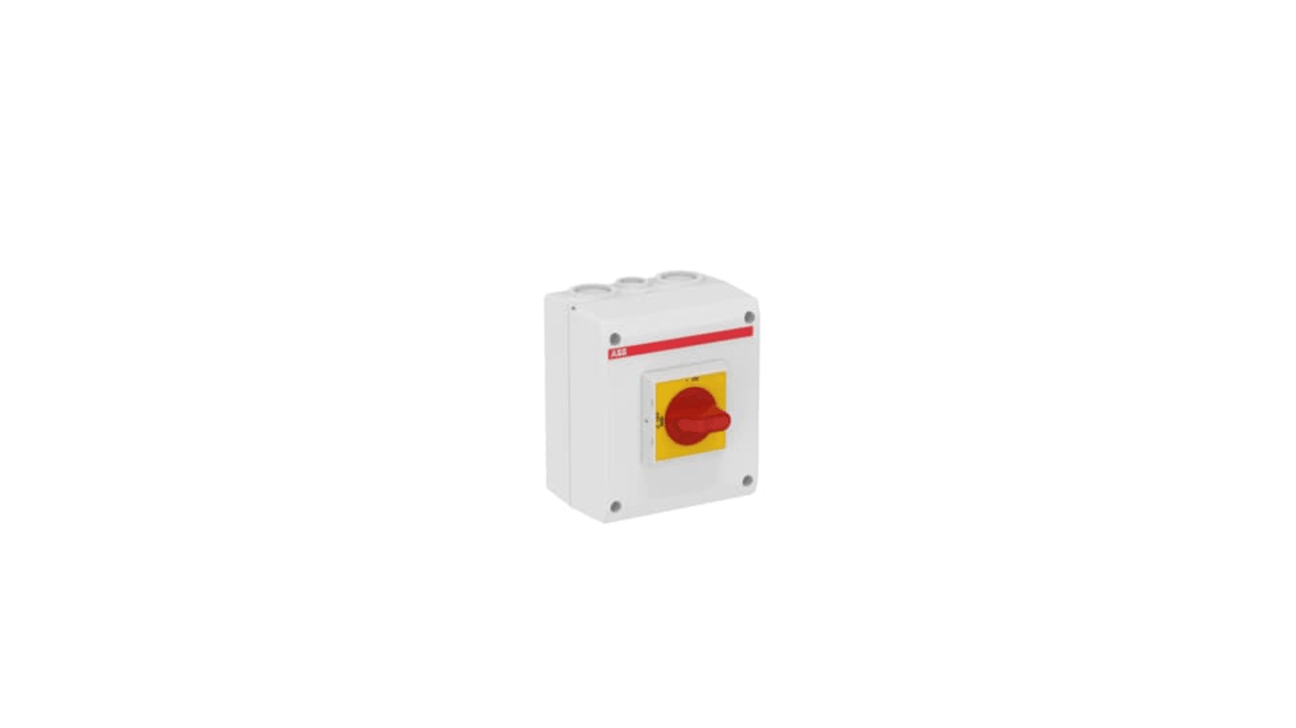 Sezionatore ABB 1SCA022401R6960 con interruttore a 6 poli, corrente massima 25A, protezione IP65, montaggio a vite, adatto per uso interno ed esterno.