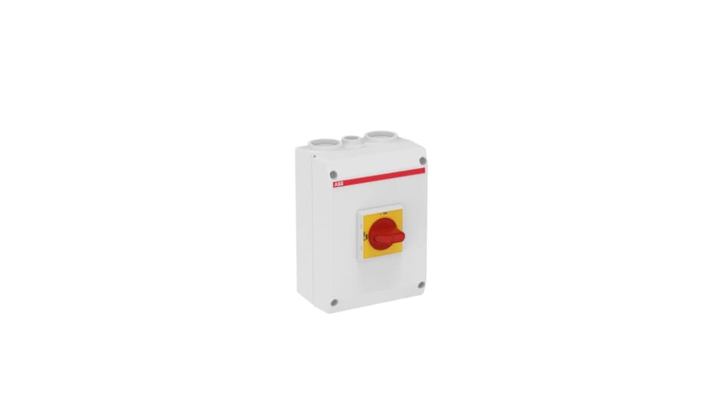 Sezionatore ABB 1SCA022459R6860 a 4 poli, corrente massima 63A, montaggio a vite, grado di protezione IP65, adatto per uso interno ed esterno.
