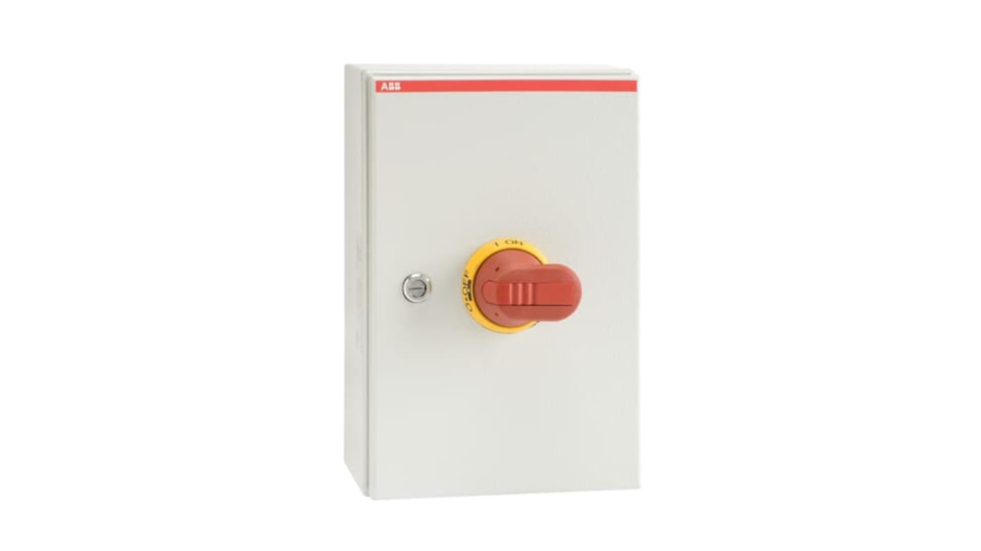 Sezionatore ABB 1SCA022563R0330 con interruttore 3 poli, corrente massima 125A, montaggio a vite, grado di protezione IP65.