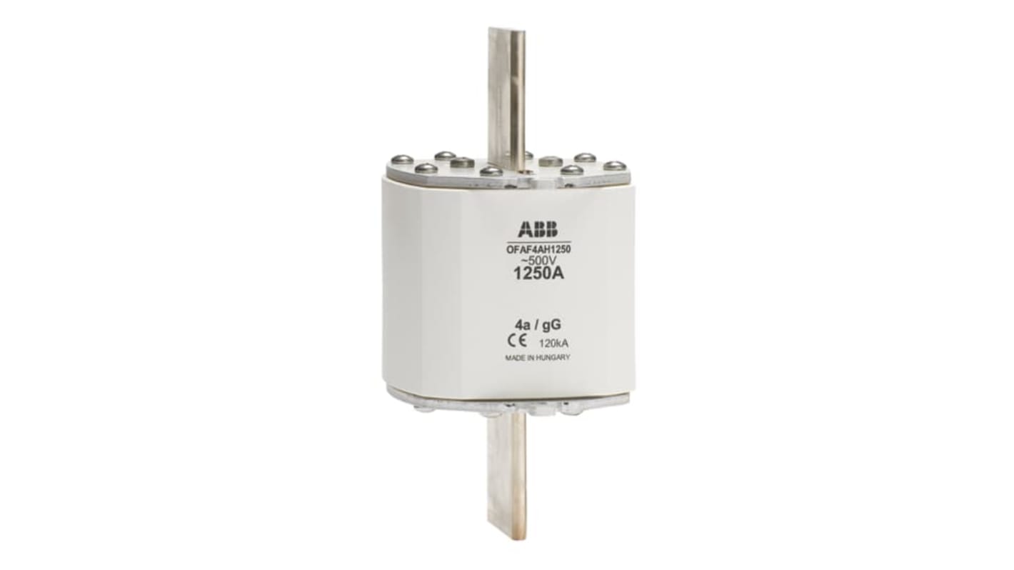 Fusibile linguette ABB gG HRC, corrente nominale 1.25kA, dimensioni 200 x 89 x 119mm, tensione 500V, per protezione da sovracorrente.