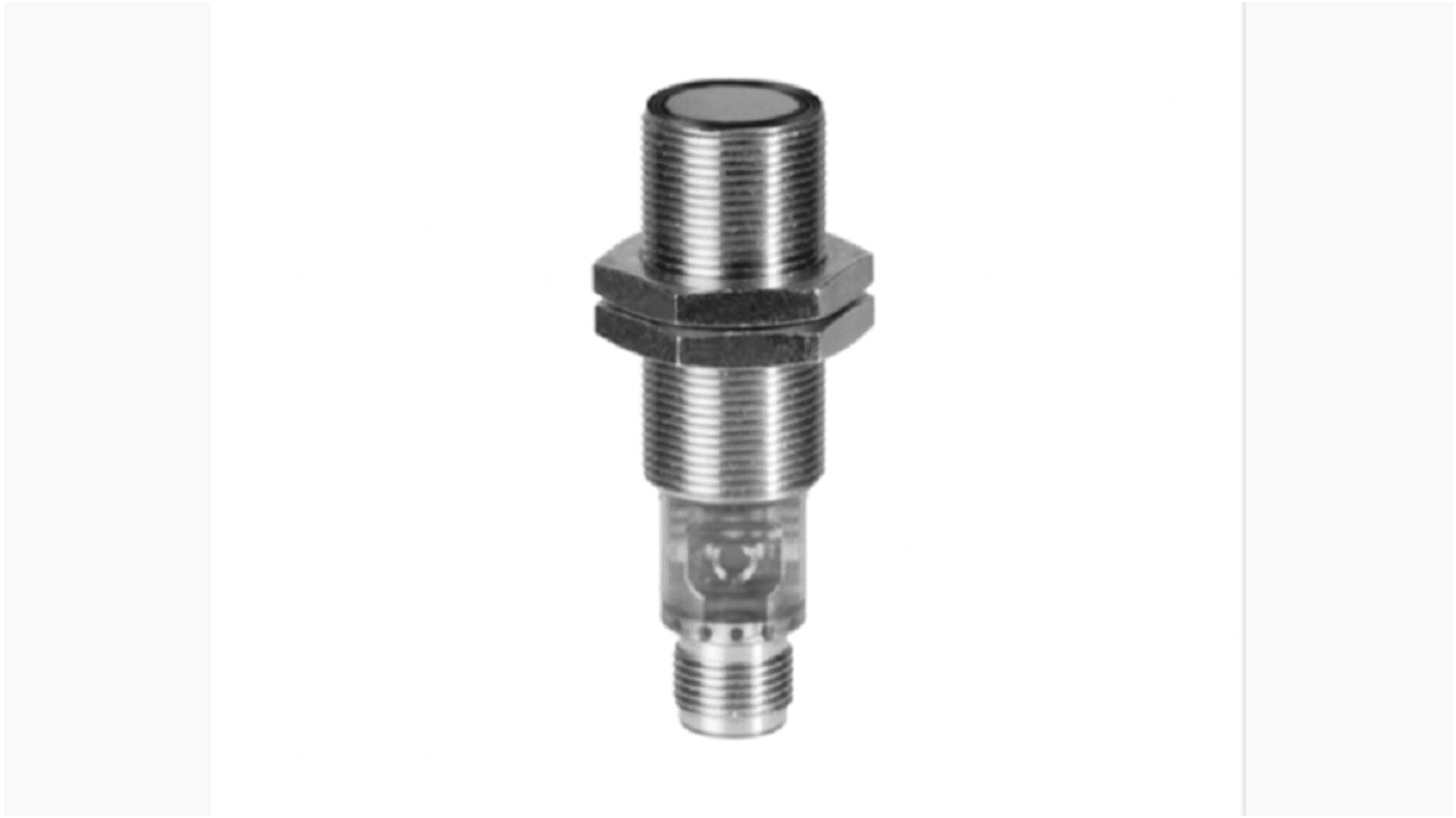 Sensore di prossimità a ultrasuoni cilindrico Baumer UR18.PA0.2-GP1J.9SF, rilevamento fino a 1000 mm, alimentazione 12-30 V c.c., IP 69.