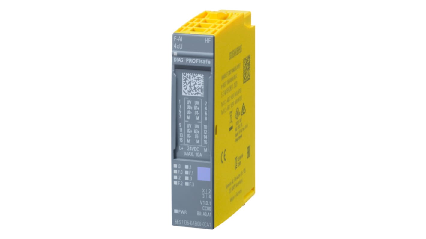 Modulo di ingresso Siemens 6ES7136-6AB00-0CA1, 24 V, ingressi analogici a prova di guasto, resistenza 16 kΩ.
