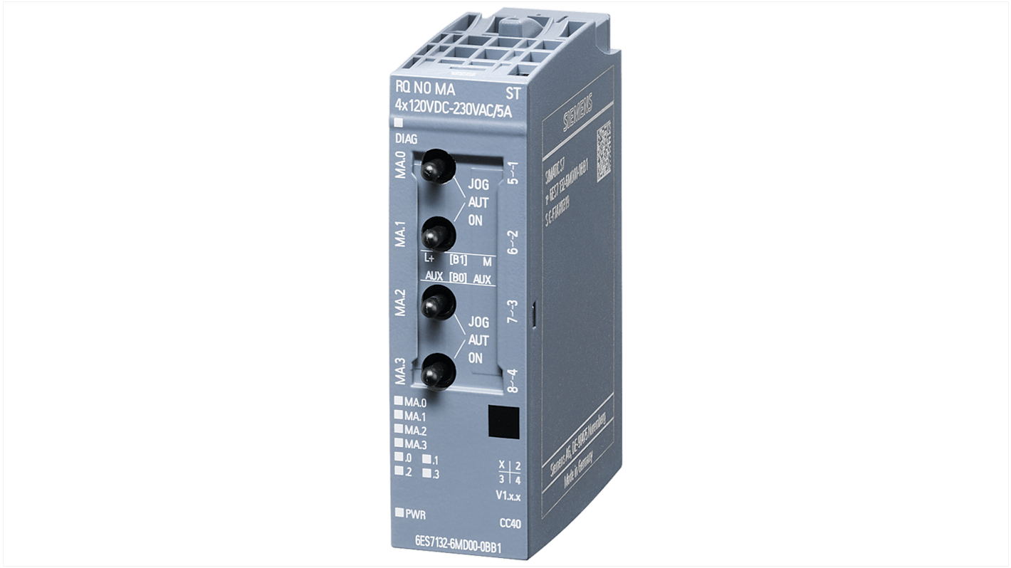 Relè Siemens 6AG21326MD004BB1 per ET 200SP, normalmente aperto, dimensioni 73 x 20 x 58 mm, isolamento 2545 V c.c.