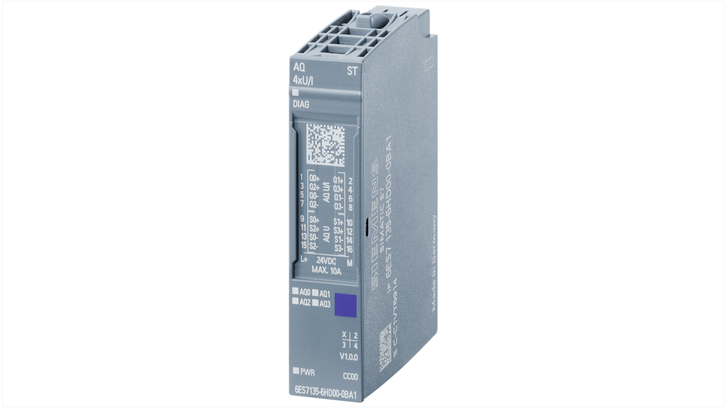 Modulo di distribuzione di potenza Siemens 6AG21356HD004BA1, 24 V, dimensioni 73 x 15 x 58 mm, per ET 200SP.