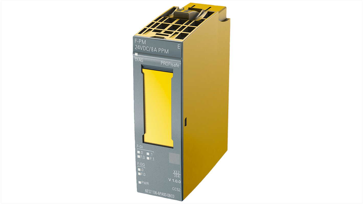 Modulo di estensione Siemens 6AG21366PA001BC0 per ET 200SP, 24 V c.c., 8 A, 72 x 20 x 55 mm, conforme a PROFIsafe.