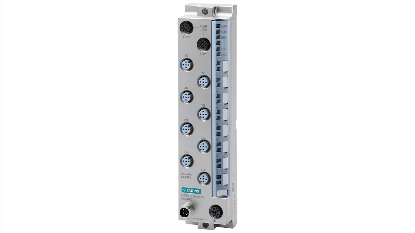 Modulo I/O digitale Siemens 6ES71426BR000BB0, 8 uscite 24 V, IP67, dimensioni 200 x 45 x 48 mm, diagnostica canale.