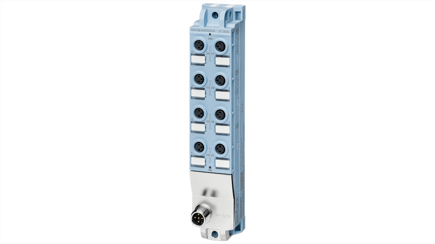 Modulo I/O digitale Siemens 6ES71435BF000BL0, 24 V c.c., IP67, dimensioni 159 x 30 x 40 mm, compatibile con SIMATIC.