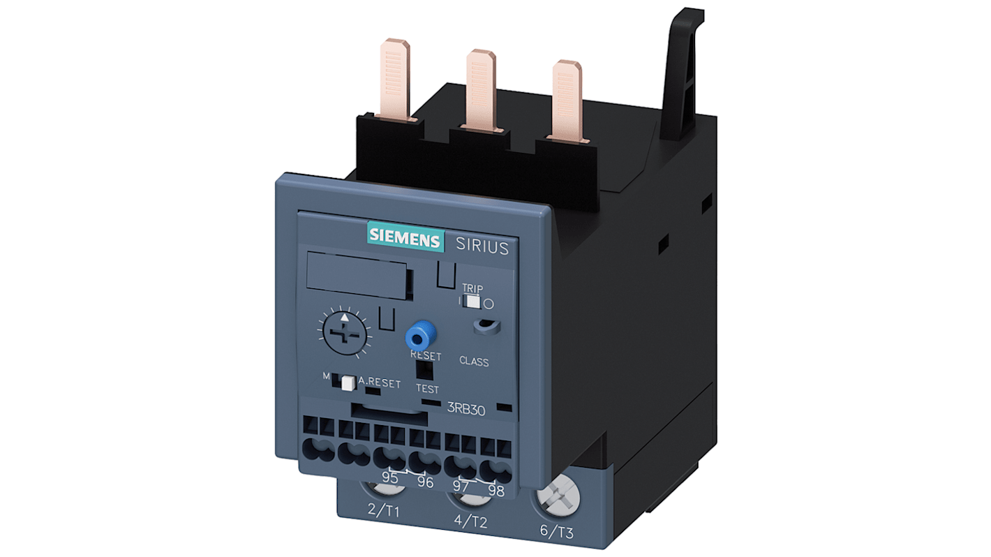 Relè contattore Siemens 3RU21264PC1, 1NC/1NO, carico FLC 36 A, dimensioni S0, circuito ausiliario con terminale a molla.