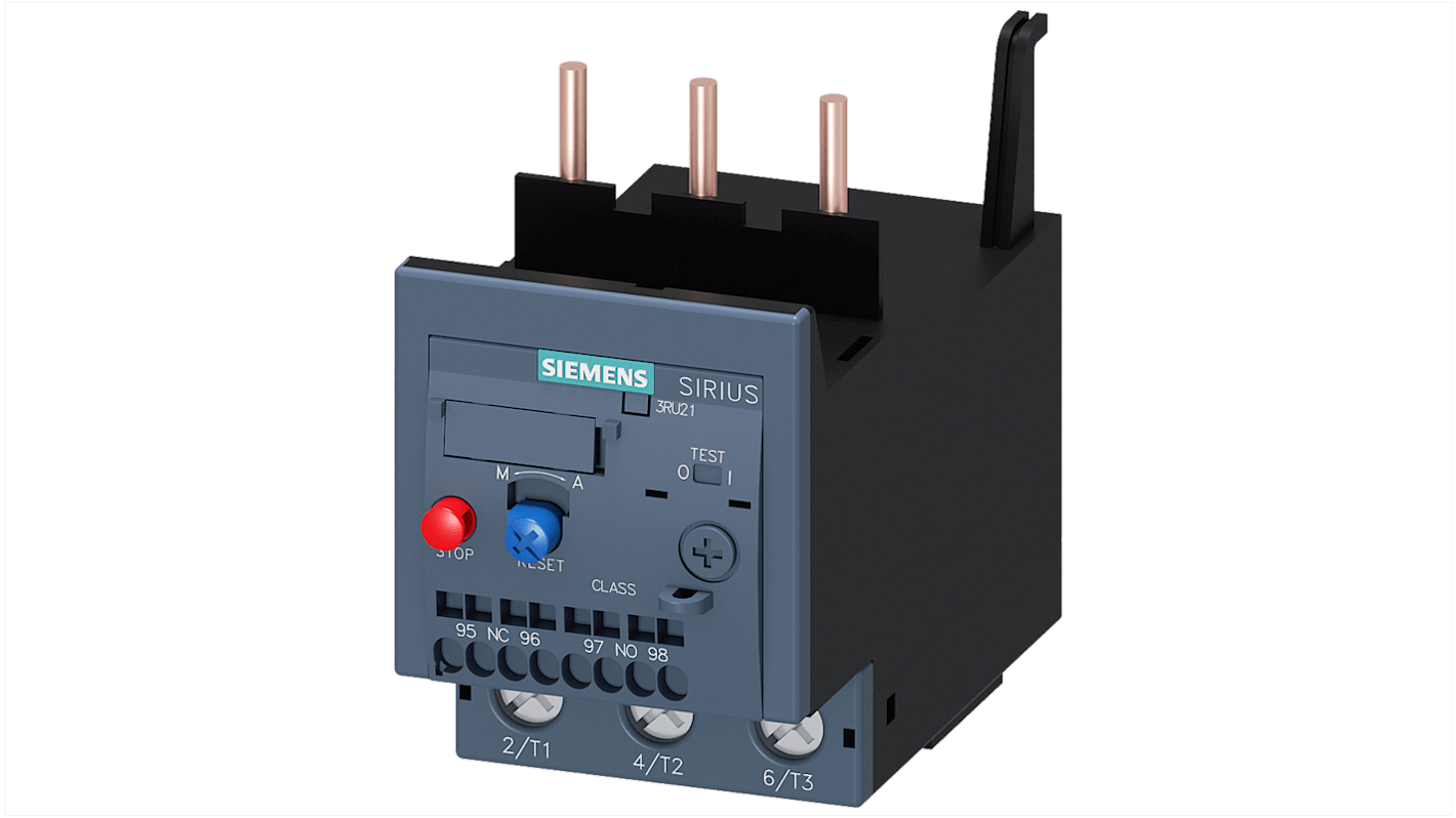 Relè contattore Siemens 3RU21364GD0, 1NC/1NO, carico FLC 45 A, montaggio a vite, potenza nominale 37 kW.