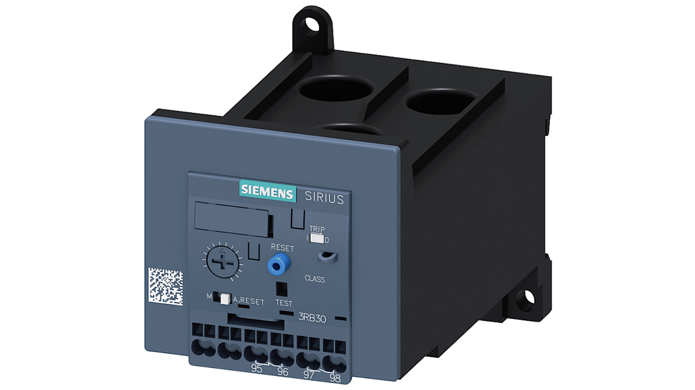 Relè contattore Siemens 3RU21464HD0, 1NC/1NO, per protezione motore, carico FLC 50 A, montaggio su contattore classe 10.