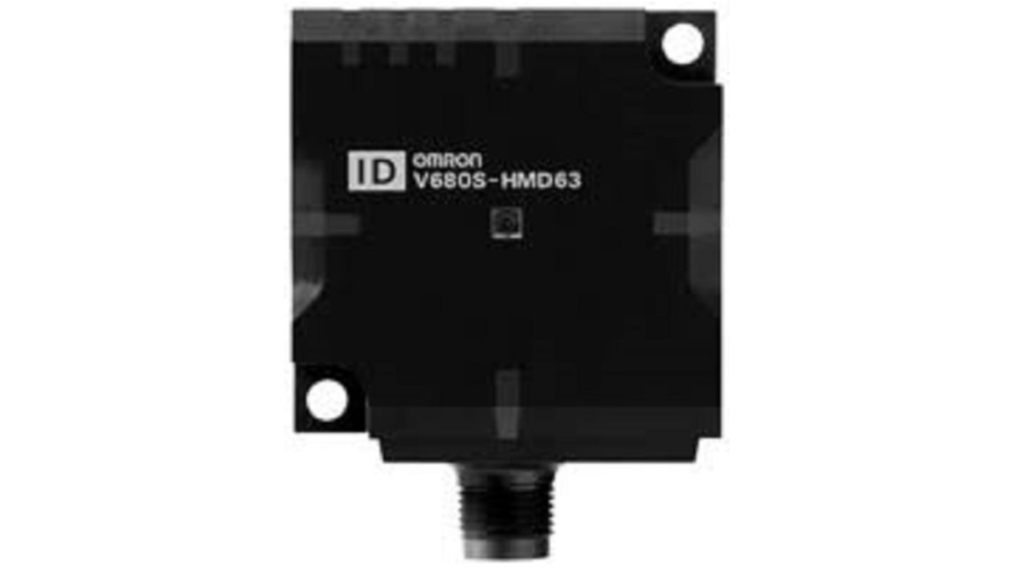 Lettore codici a barre Omron V680S-HMD63-ETN, dimensioni 50x50x30 mm, protocollo Modbus TCP/IP, grado di protezione IP67.