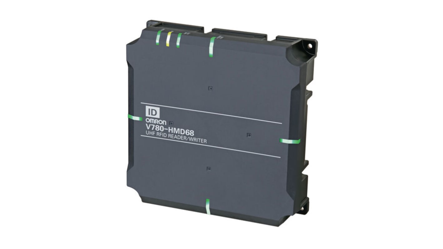 Lettore codici a barre Omron V780-HMD68-EIP-EU, alimentazione 24 V, dimensioni 250x250x70 mm, protocollo Ethernet/IP.