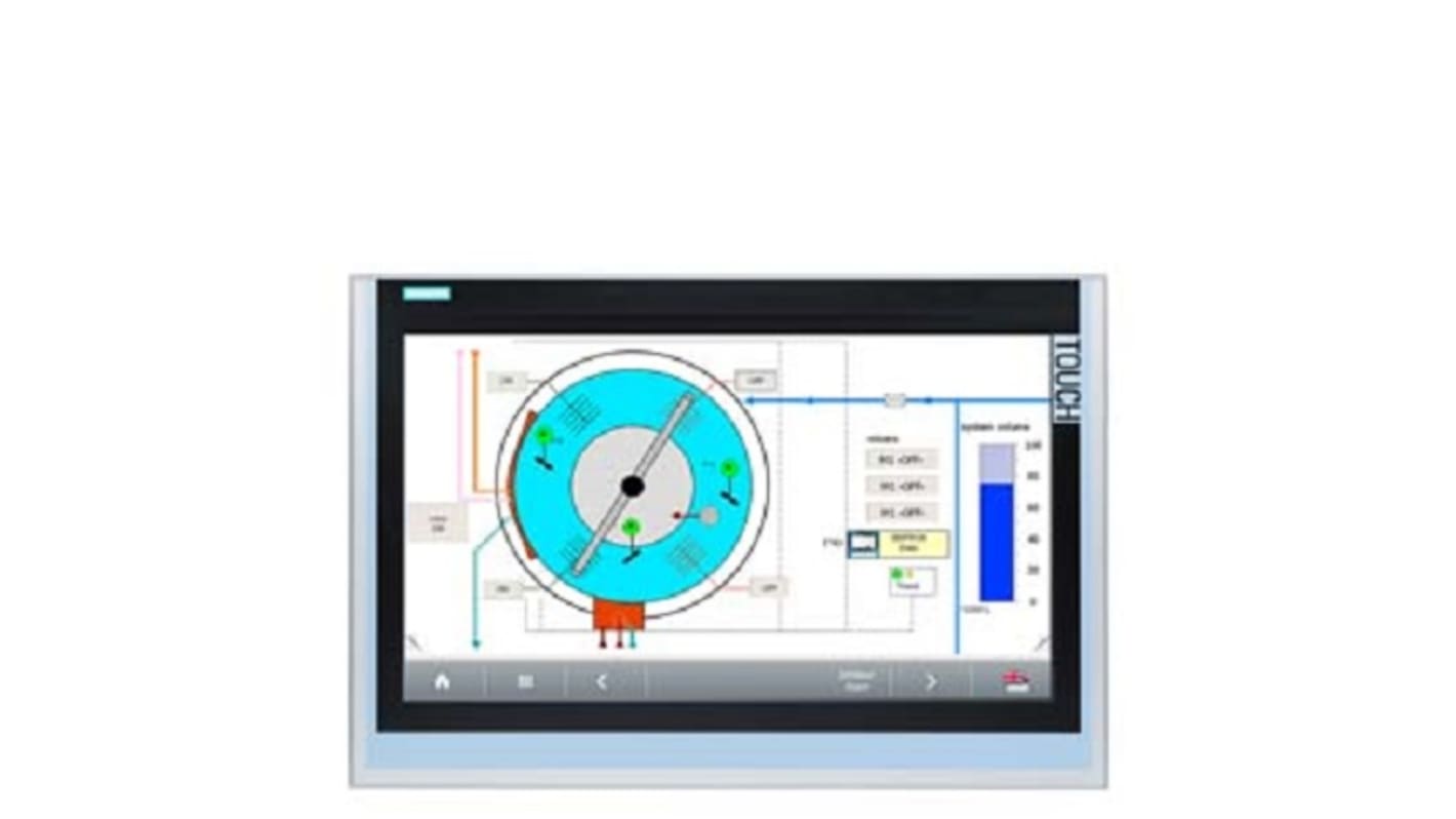 Modulo display touch Siemens 6AG11240XC024AX1, 22" TFT, interfaccia PROFINET, IP65, dimensioni 380 x 560 x 75 mm.