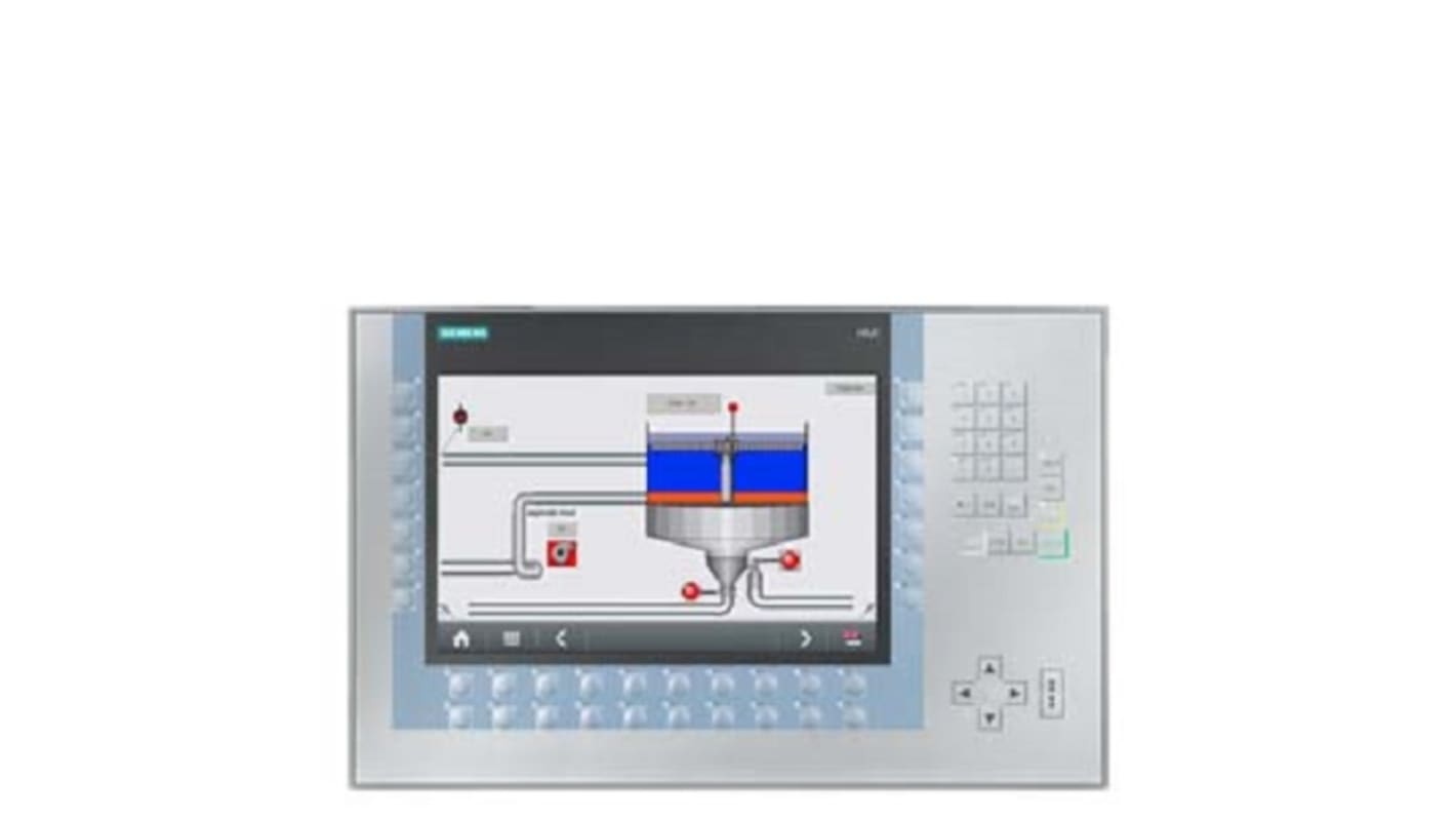 Modulo display Siemens 6AG11241MC014AX0, 12,1" TFT widescreen, interfaccia PROFINET, IP65 anteriore, dimensioni 289 x 454 x 65 mm.
