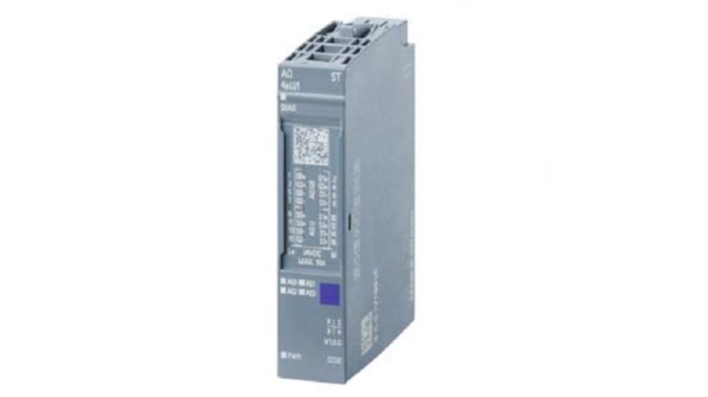 Modulo di distribuzione di potenza Siemens 6AG11356HD007BA1, 4 uscite analogiche, 24 V c.c., dimensioni 73 x 15 x 58 mm.