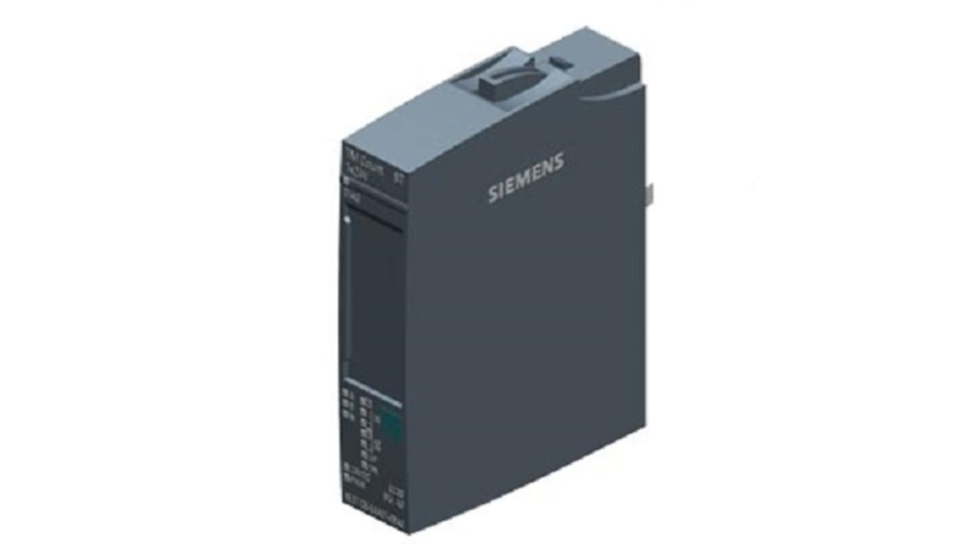 Modulo di interfaccia Siemens 6AG11386AA012BA0, 24 V c.c., 3 ingressi e 2 uscite digitali, dimensioni 73 x 15 x 58 mm.