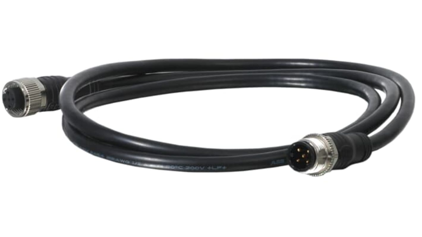 Cavo M12 ABB 2TLA020056R5800, 5 poli, connettori femmina e maschio, lunghezza 0,3 metri, per applicazioni industriali.