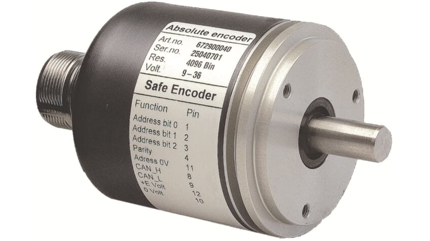 Encoder assoluto ABB 2TLA020070R3400, modello Pluto, cavo 2 m, albero con foro 12 mm, alimentazione 24 V CC.