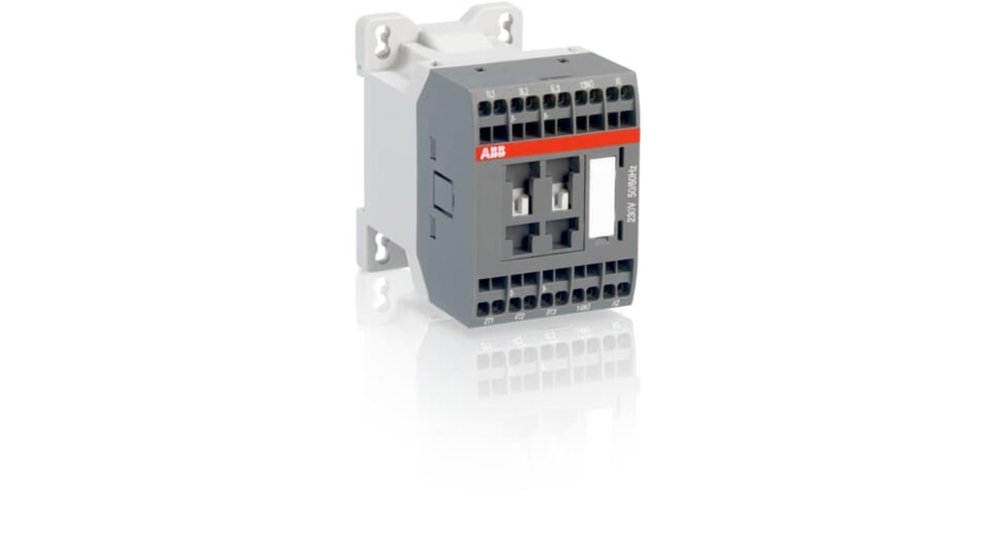 Contattore ABB 1SBL101004R2610, 3 poli, 4 contatti NO, 9 A, 230 V c.a., IP20, per controllo motori trifase.
