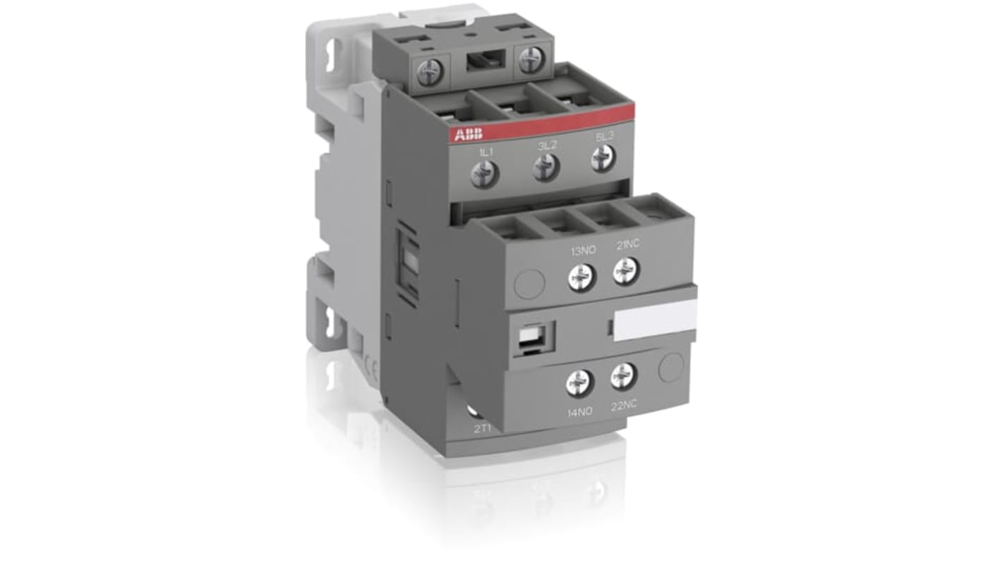 Contattore ABB 1SBL236001R2311, tripolare 3NO/1NC, 45 A, 11 kW, tensione 100-250 V c.a., grado di protezione IP20.