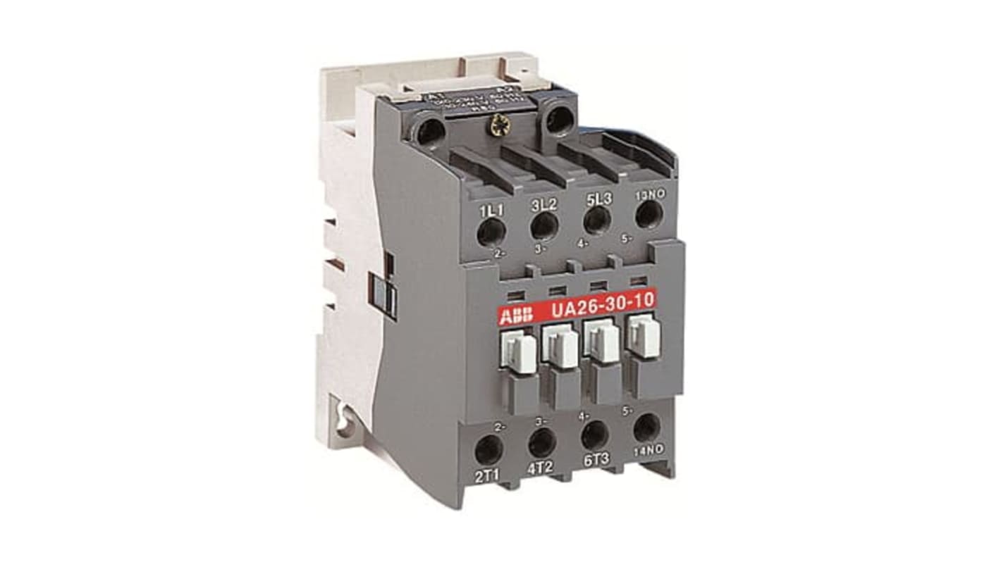 Contattore ABB 1SBL241022R8410, 3 poli, 4NO, 6 A, 110-120 V, IP20, per banchi di condensatori.