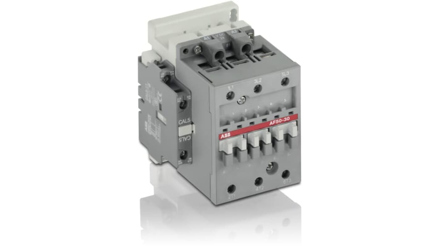Contattore ABB 1SBL357001R6911, 3 poli, 50 A, 22 kW, tensione 40-130 V CA, grado di protezione IP20.