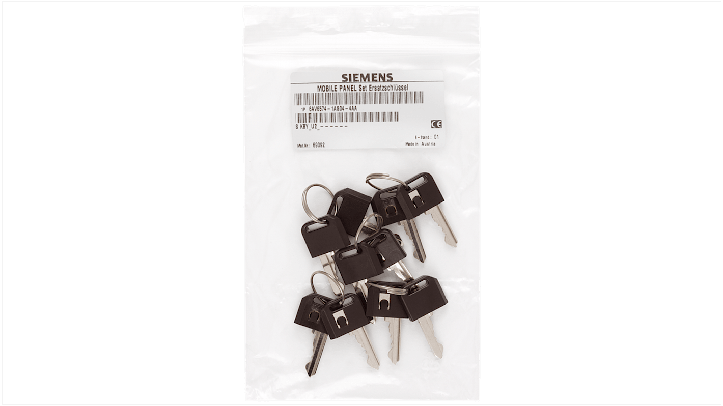 Chiave per interruttore a chiave Siemens 6AV65741AG044AA0, accessorio per SIMATIC HMI, impugnatura in plastica.