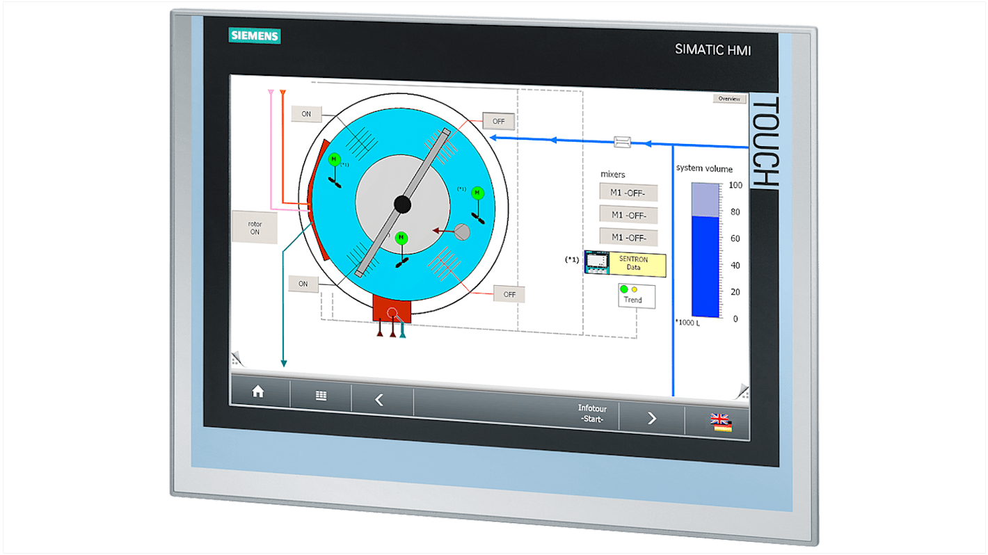 Pannello Web Siemens 6AV66467BA000AA, multitouch 15,6", risoluzione 1366x768, IP65, interfaccia PROFINET.
