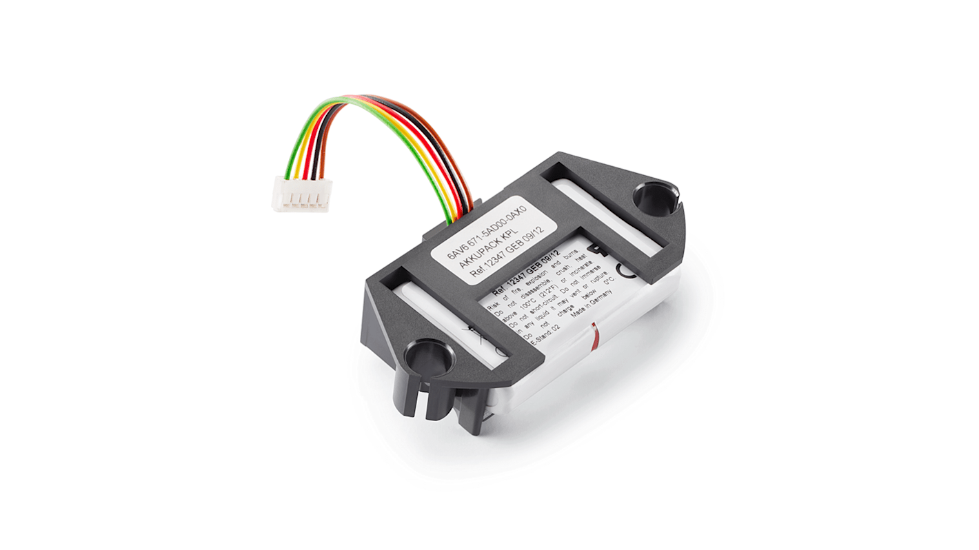 Batteria ricaricabile Siemens 6AV66715AD000AX0, 3,6 V, 1,15 A·h, per CPU PLC e pannelli HMI mobili.