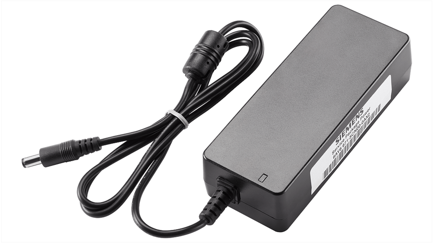 Adattatore Siemens 6AV66715CN000AX3 per HMI e PLC S7, alimentazione 12 V, 5 A, con indicatore LED per stato attivo.
