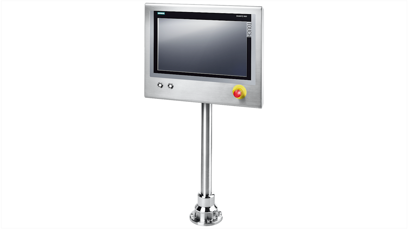 Pannello Siemens 6AV74846AB010AA, IFP1900 INOX PRO, 18,5", risoluzione 1366x768, IP66, montaggio su piedistallo.