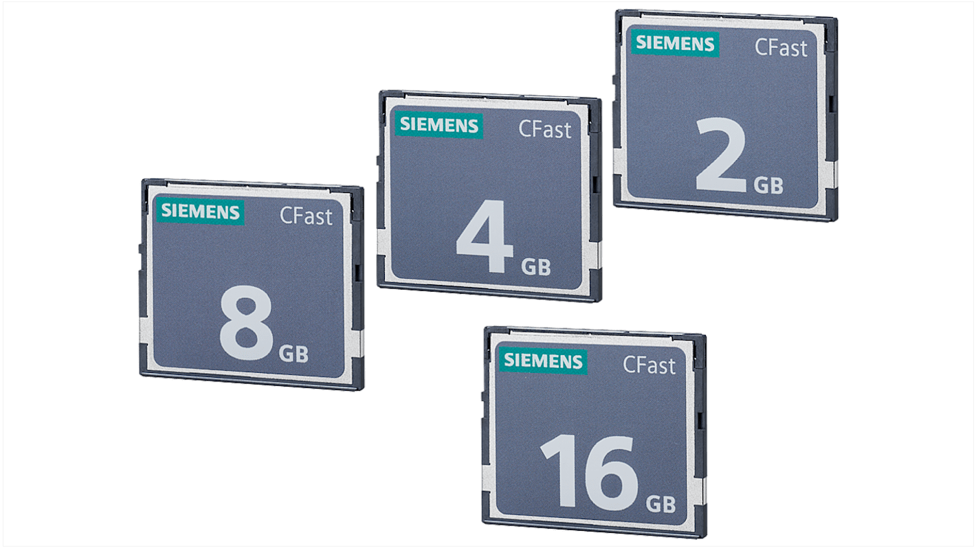 Scheda di memoria Siemens 6ES76482BF100XK1, 30 GB CFAST per HMI e PLC S7, velocità lettura 200 MBps.