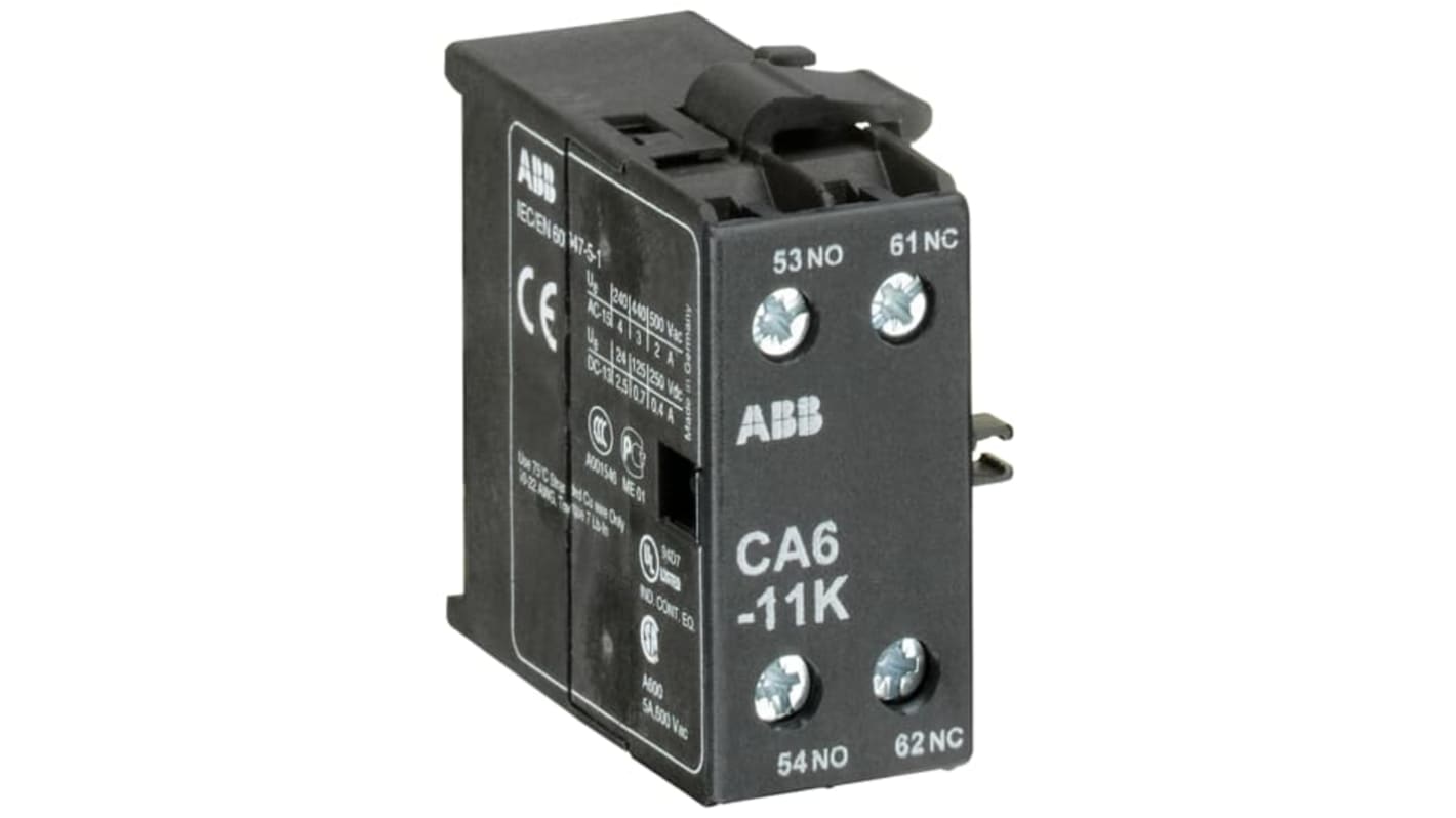 Contatto ausiliario ABB GJL1201317R0001, 2 contatti (1 NC, 1 NA), montaggio superficiale, IP20, 690 V, 6 A.