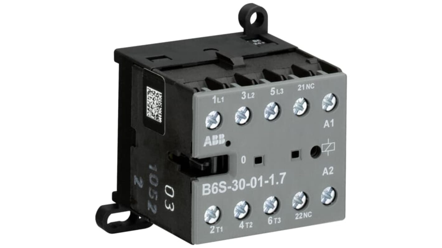 Contattore ABB GJL1213001R7012, 3 poli, 20 A, 4 kW, 32 V CC, IP20, temperatura -20/+55 °C, morsetti a vite.