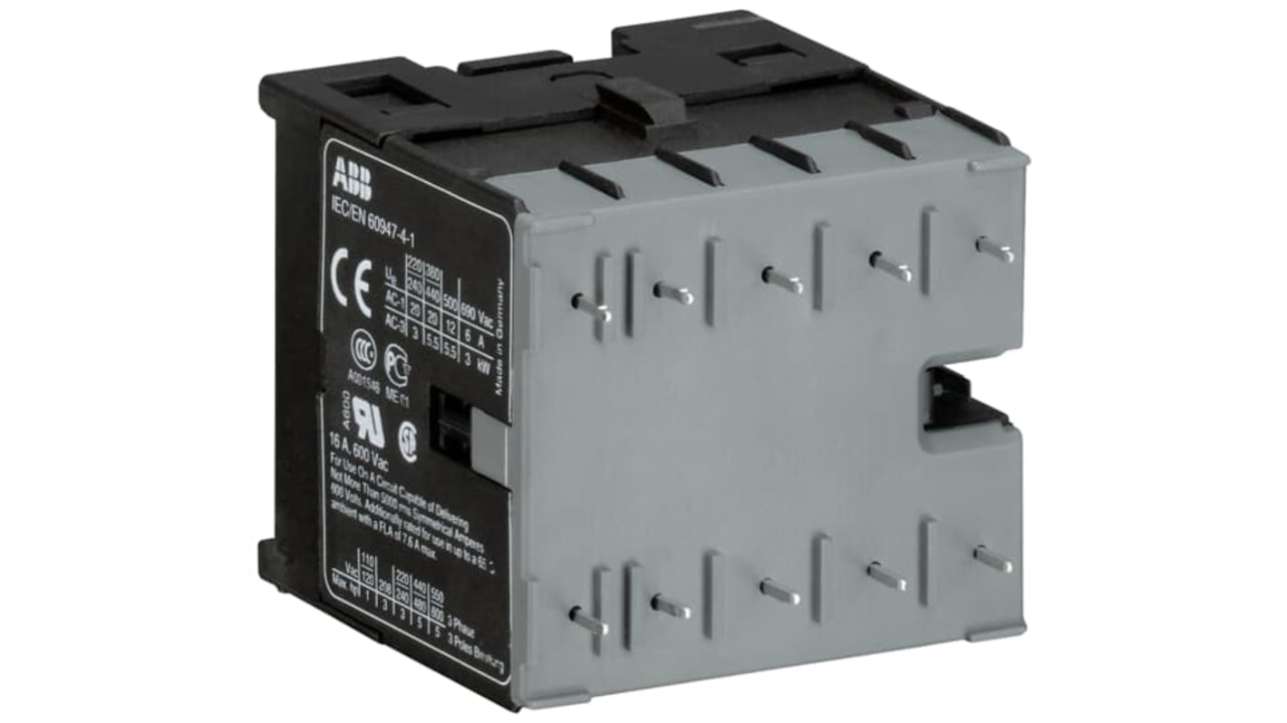 Contattore ABB GJL1311009R0011, 3 poli, 20 A, bobina 24 V c.a., grado di protezione IP20, per carichi monofase o trifase.