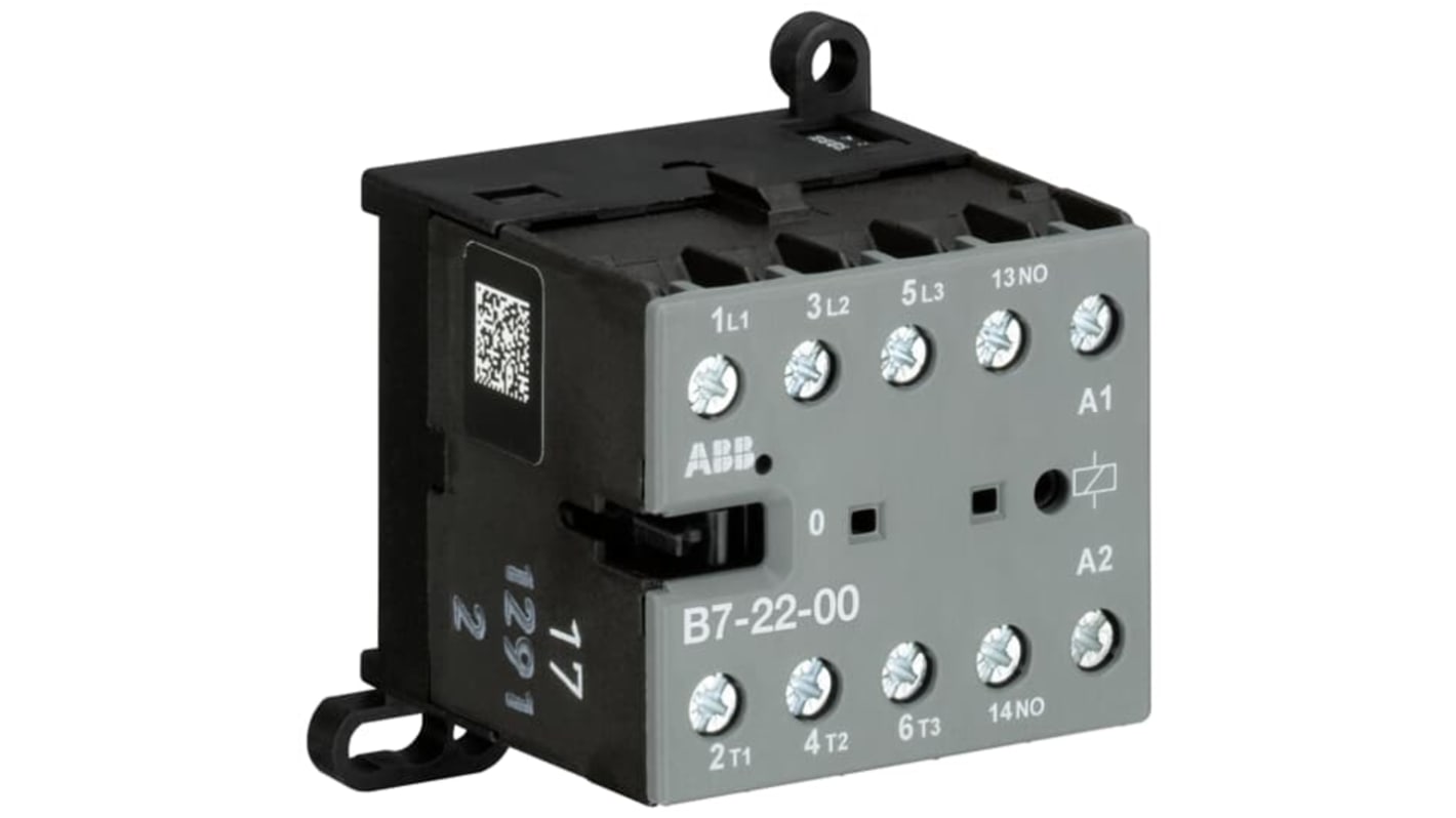 Contattore ABB GJL1311501R8000, 4 poli, 2NO/2NC, 20 A, 5,5 kW, tensione 220-240 V c.a., grado di protezione IP20.