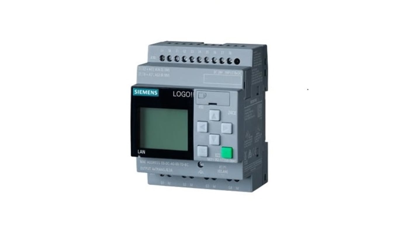 Modulo logico Siemens 6AG10521CC087BA1, 8 ingressi digitali, 4 uscite, montaggio su guida DIN, alimentazione 24 V CC.