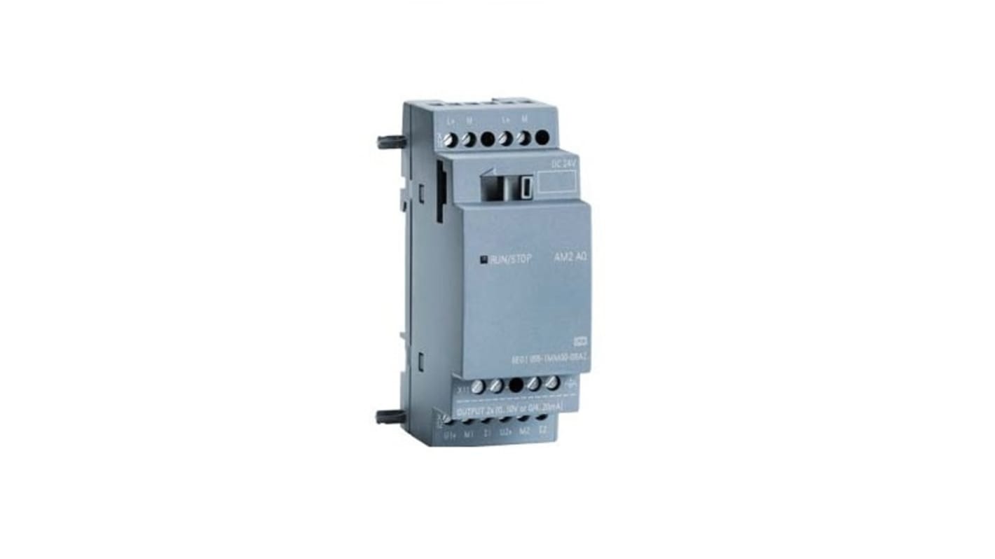 Modulo logico Siemens 6AG10551MM007BA2 SIPLUS LOGO, 2 uscite analogiche, alimentazione 24 V c.c., montaggio su guida DIN.