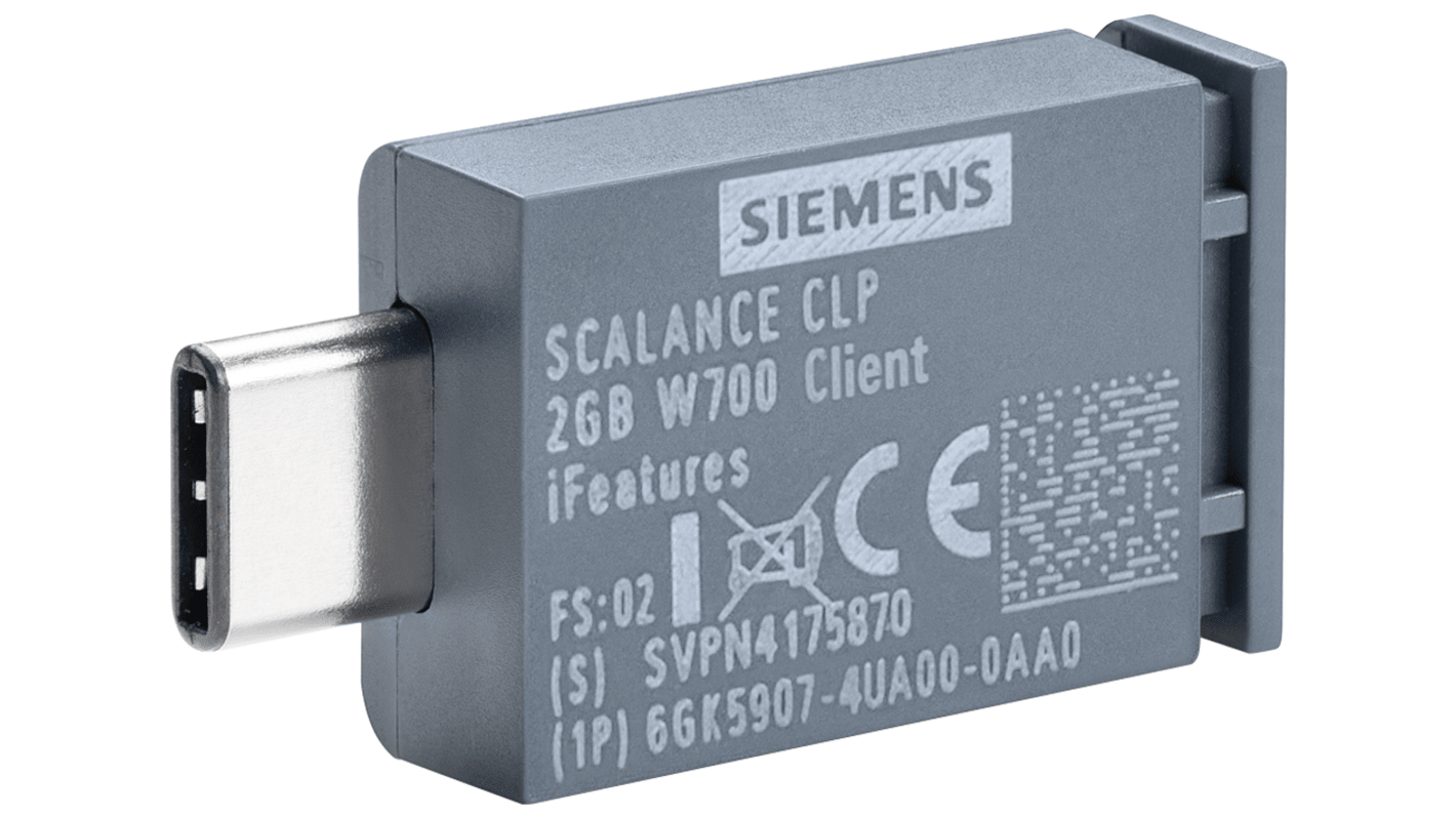 Modulo di memoria Siemens 6GK59074UA000AA0, serie Scalance, 2 GB, ingresso CLP-Slot/USB-C, dimensioni 1,26 x 0,69 x 0,28 poll.