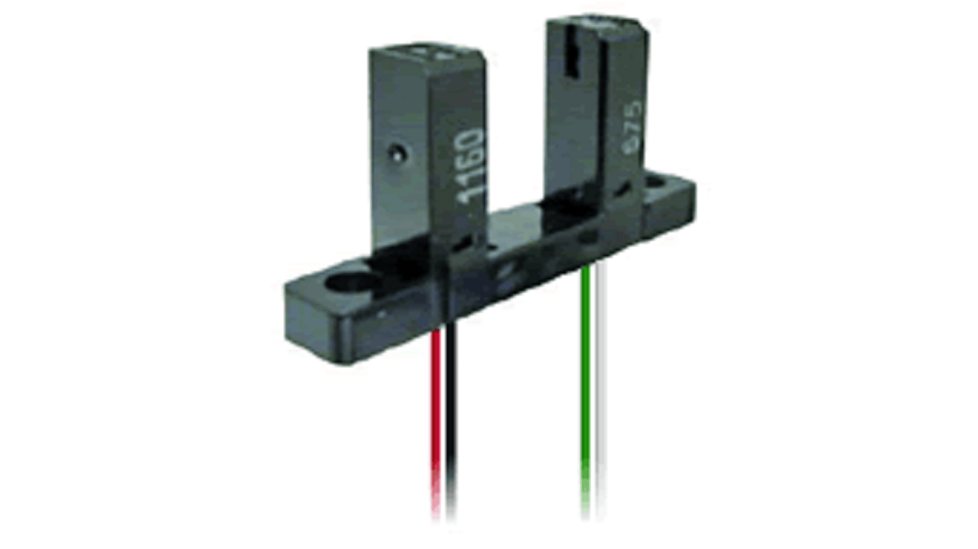 Sensore fotoelettrico Omron EE-SX1160-W11, rilevamento a fascio passante di 9,5 mm, uscita NPN, montaggio con viti M3.