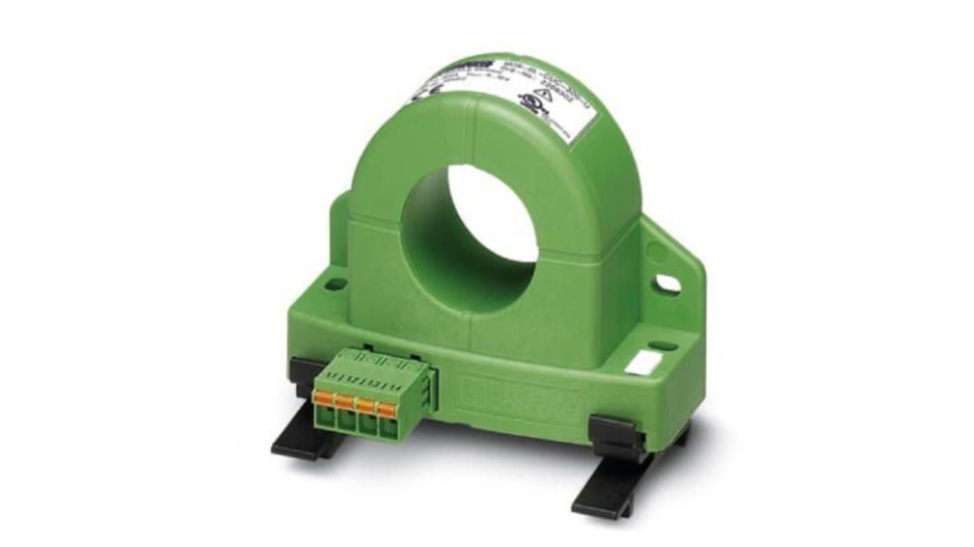 Trasduttore di corrente Phoenix Contact 2308302, ingresso 0-300 A, uscita 0-10 A, montaggio su guida DIN, foro M32.