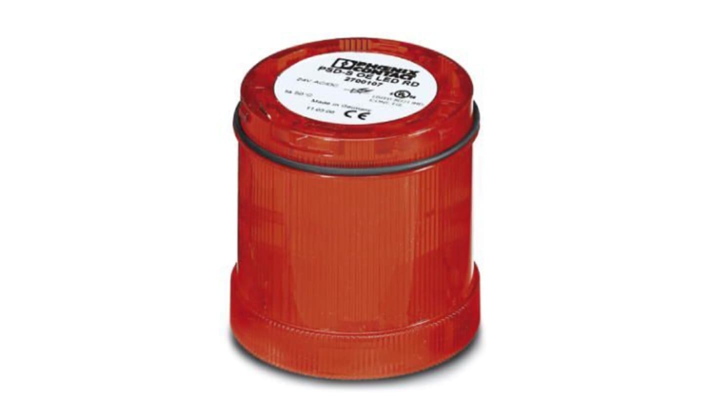 Lampadina a LED rossa Phoenix Contact 2700107, 24 V, IP65, durata 50.000 ore, consumo 0,72 W, corrente di spunto 500 mA.