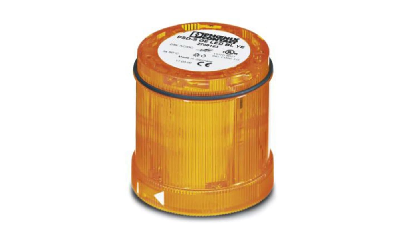 Lampadina a LED gialla Phoenix Contact 2700123, 24 V, consumo 30 mA, durata 50.000 ore, grado di protezione IP65.