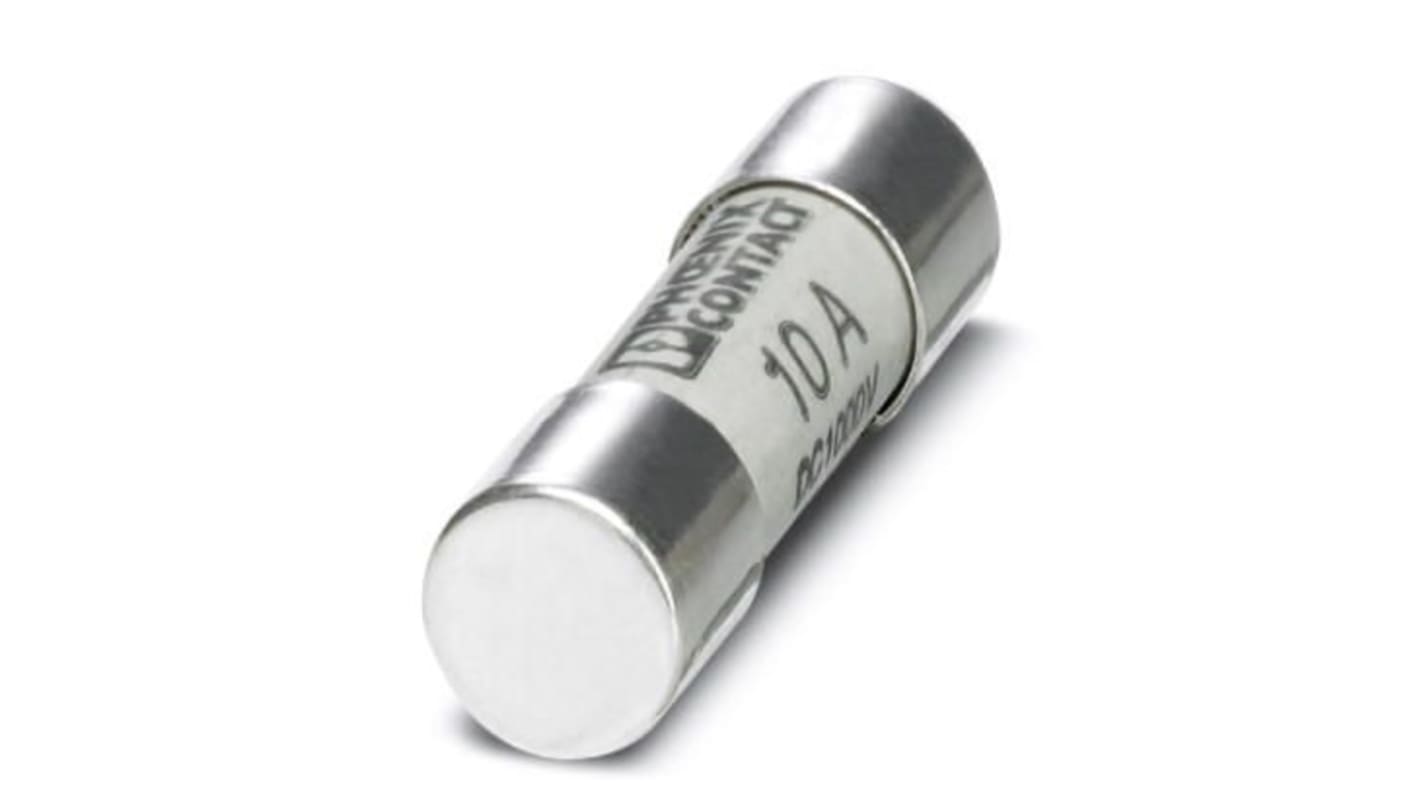 Fusibile a cartuccia Phoenix Contact 3061334, 10A, 1kV cc, dimensioni 10 x 38mm, per protezione in impianti fotovoltaici.