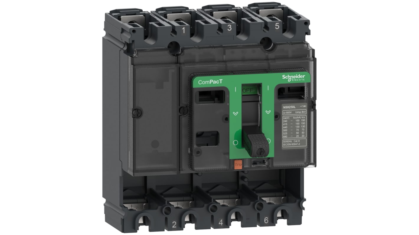Interruttore magnetotermico Schneider Electric C10F4, 100A MCCB per applicazioni industriali. Protezione regolabile contro sovraccarichi termici e magnetici. Ottimizza lo spazio con la serie ComPacT NSX.