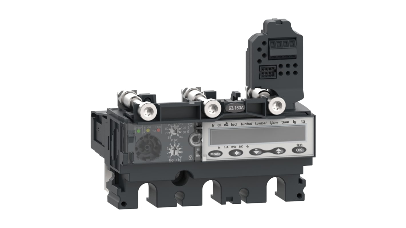 Interruttore magnetotermico scatolato Schneider Electric, 3 poli, 160A, montaggio fisso, tensione 690 V, protezione sovraccarichi regolabile.