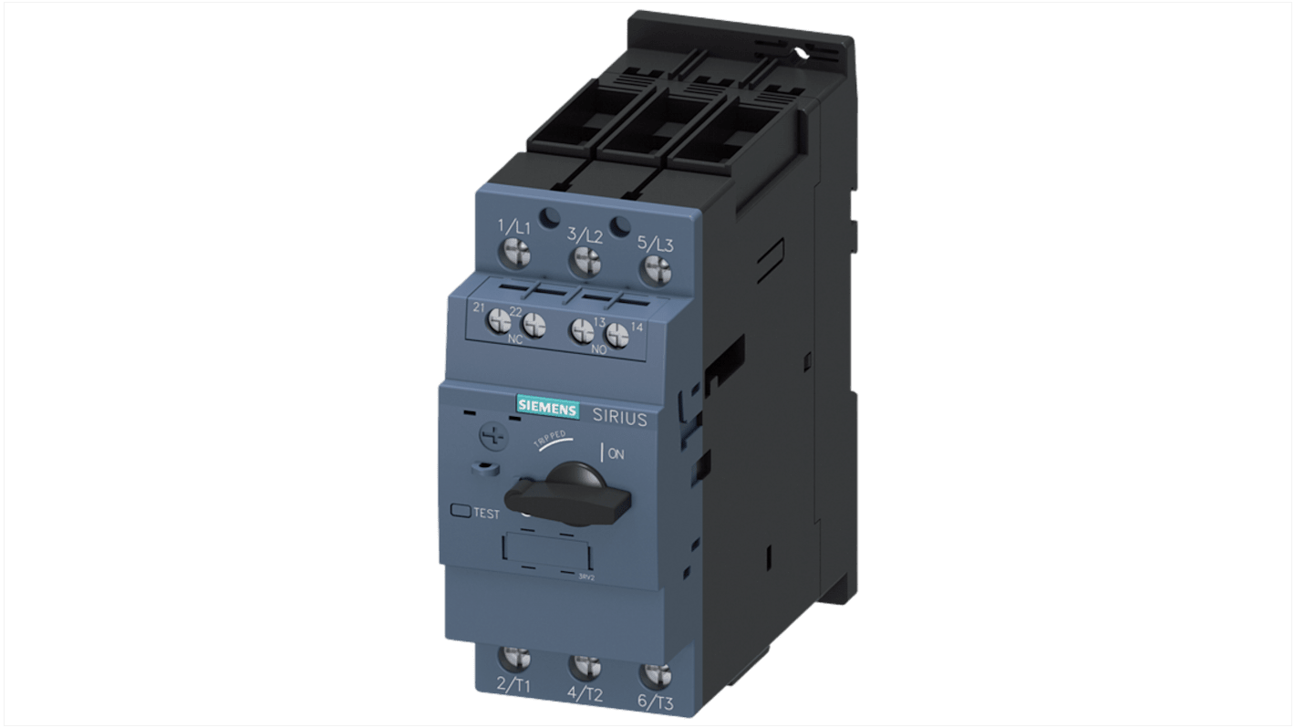 Interruttore automatico motore Siemens 3RV20314UB15 SIRIUS, 40 A, 690 V, design magnetico, 3 poli, con contatti ausiliari 1 NA+1 NC.