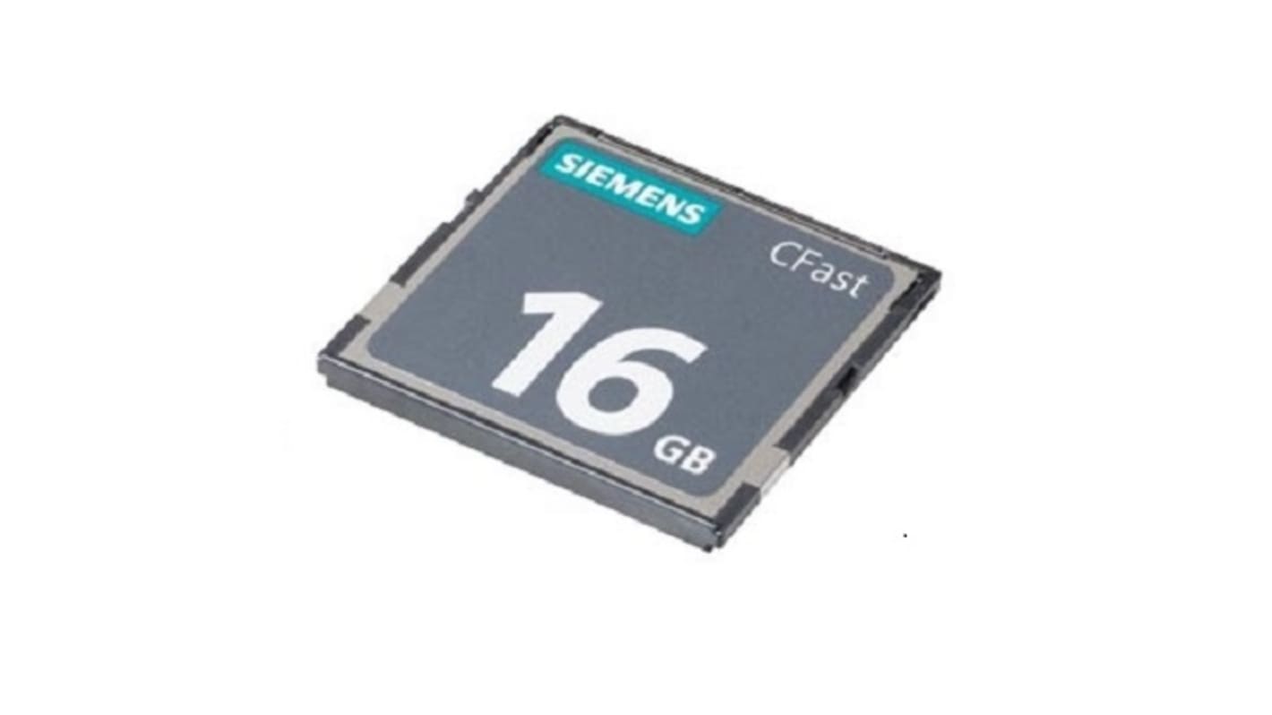 Scheda di memoria CFast Siemens 6ES76482BF100XJ0, 16 GB, per dispositivi HMI e IPC SIMATIC, dimensioni 42,8 x 36,4 x 3,6 mm.