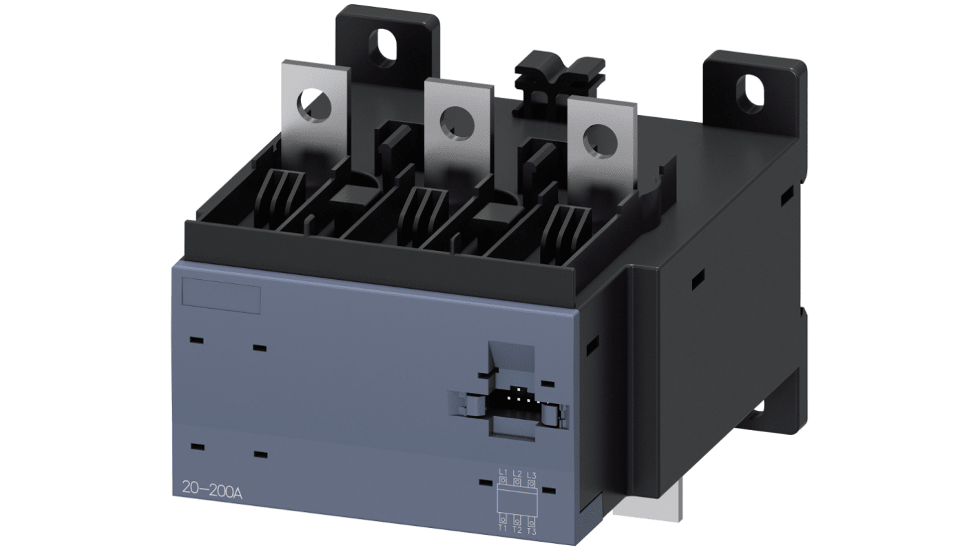 Trasformatore di corrente Siemens 3RB2956-2TH2, corrente nominale 20-200 A, tensione 1000 V, montaggio su contattore s6.
