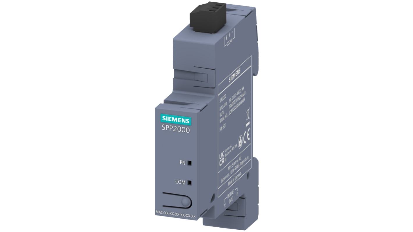 Modulo di collegamento Siemens 7KM9300-0PP20-0AA0 per dispositivi SENTRON, compatibile Modbus TCP, dimensioni 136x123x108 mm.